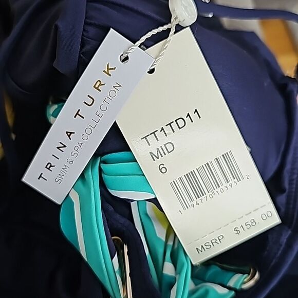 🆕️Trina Turk MADE IN THE SHADE BANDEAU ONE PIECE SWIMSUIT Sz 6 - Picture 16 of 16